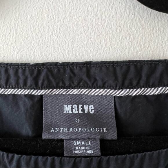 Anthropologie Maeve Darla Cotton Poplin Swing Blouse in Black - Picture 4 of 5